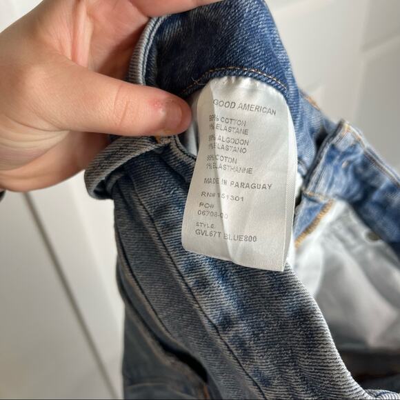 Good American Good Vintage Distressed Straight Leg High Rise Jeans Size 26 - Picture 7 of 7